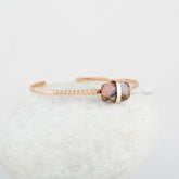 Pink Opal Copper Bracelet - 9x14mm Cushion Gemstone Jewelry - Gold Plated Bangle - 925 Silver Cuff Bangle - Jewelry for Women - Gift for Her